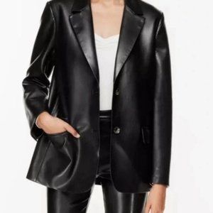 Aritzia Wilfred Faux Black Leather Blazer size M